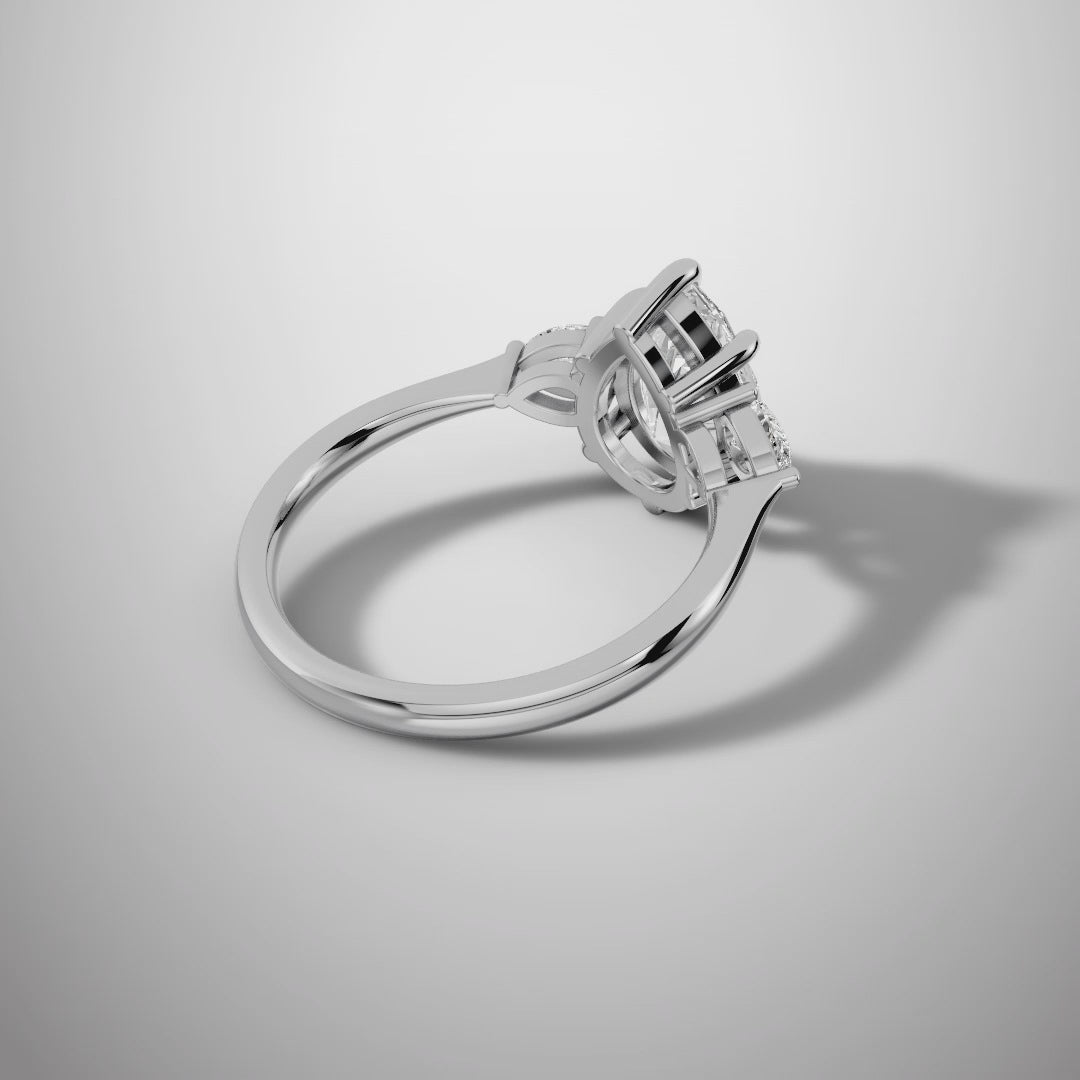 2 Carat Pear Cut Moissanite Three Stone Ring in 925 Sterling Silver