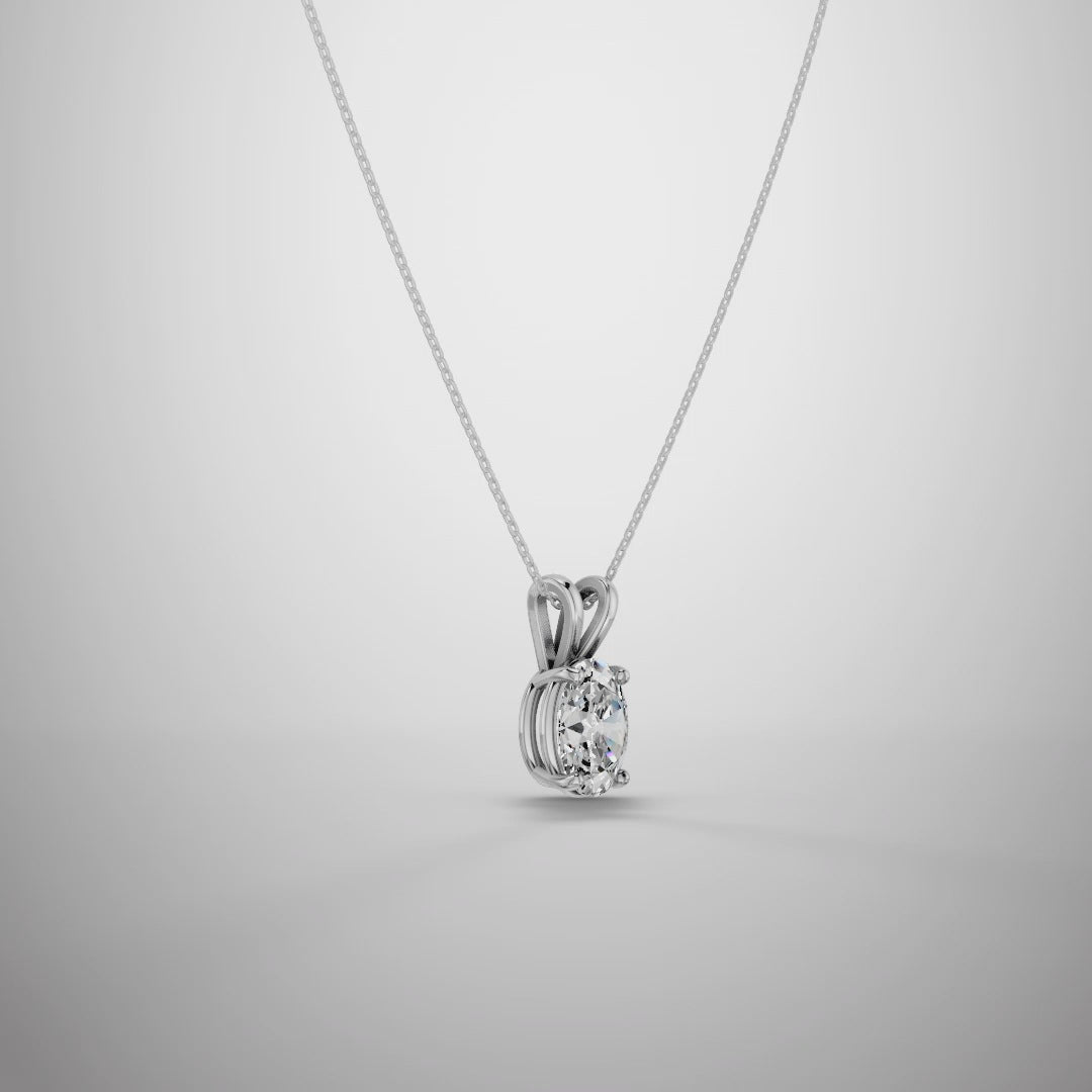 1 Carat Oval Moissanite Pendant Necklace in 925 Sterling Silver | Luxury Solitaire Necklace for Women | Pavia Jewels
