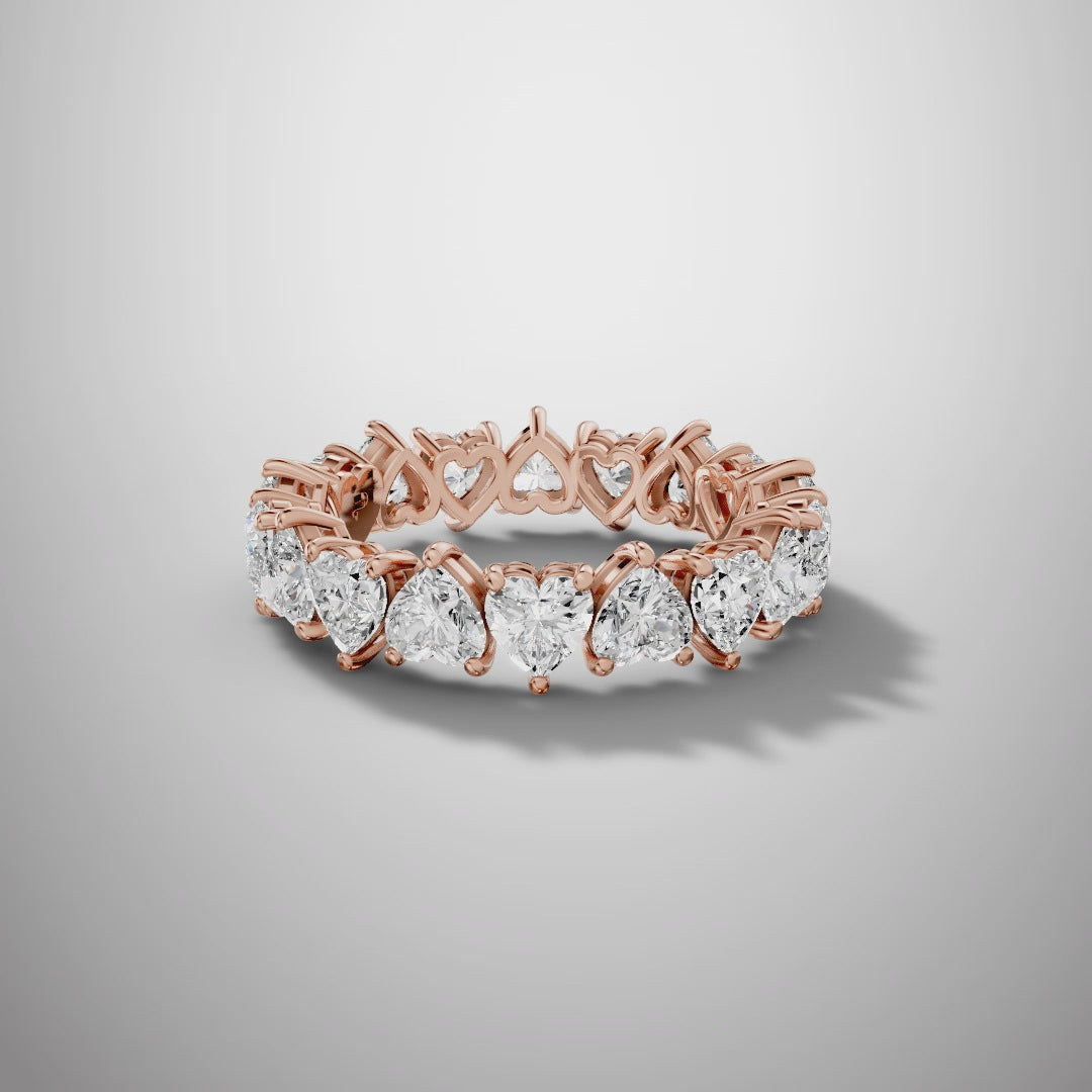 925 Silver Heart Shape Moissanite Eternity Ring – Diamond Look Full Band Romantic Luxury Ring