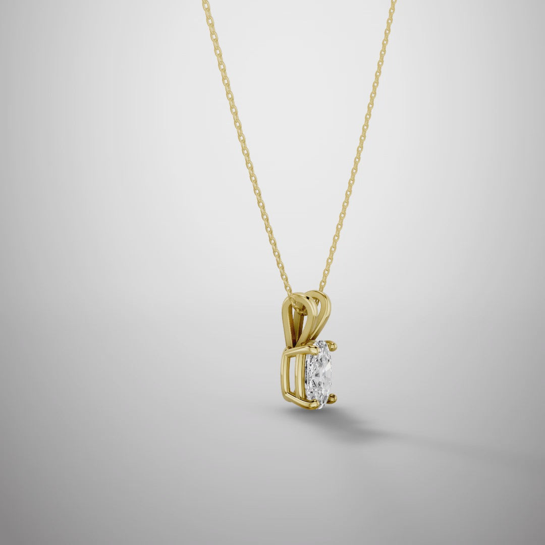 1 Carat Elongated cushion Cut Moissanite Pendant Necklace in 925 Sterling Silver | Luxury Solitaire Necklace for Women | Pavia Jewels