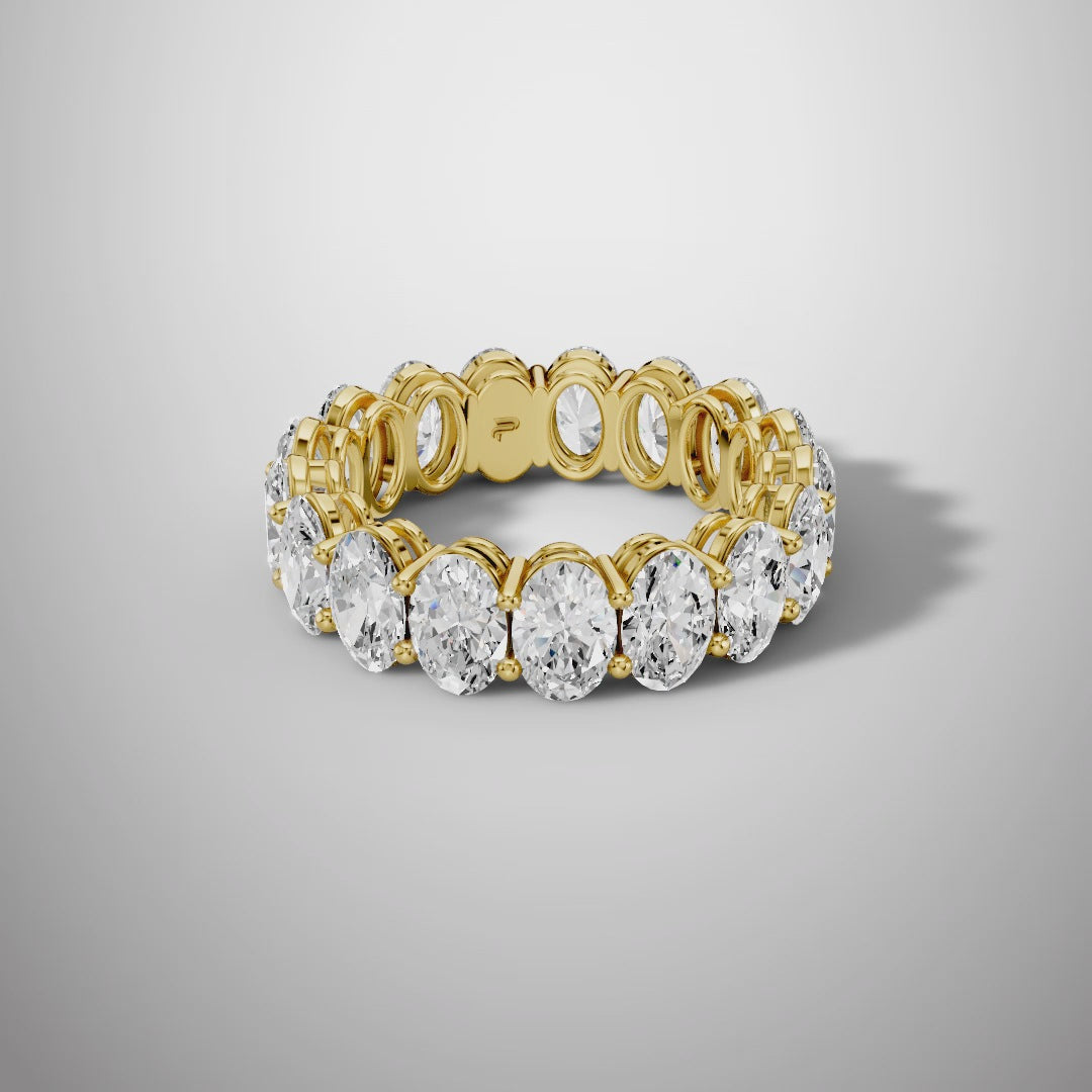 925 Silver Oval Cut Moissanite Eternity Ring – Diamond Look Full Band Luxury Wedding Ring