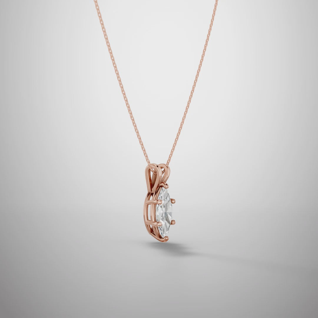 1 Carat Marquise Cut Moissanite Pendant Necklace in 925 Sterling Silver | Luxury Solitaire Necklace for Women | Pavia Jewels