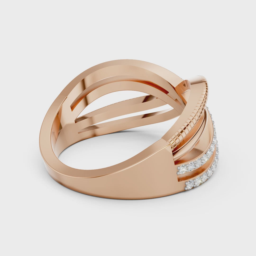 925 Sterling Silver Moissanite Crossover Ring – Modern Twist Design for Women