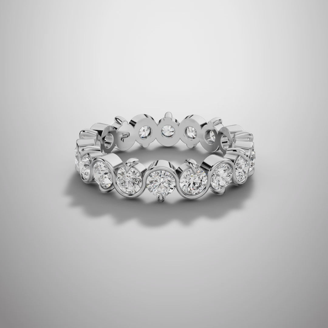 925 Silver Round Cut Moissanite Bezel Eternity Ring – Diamond Look Full Band Luxury Wedding Ring