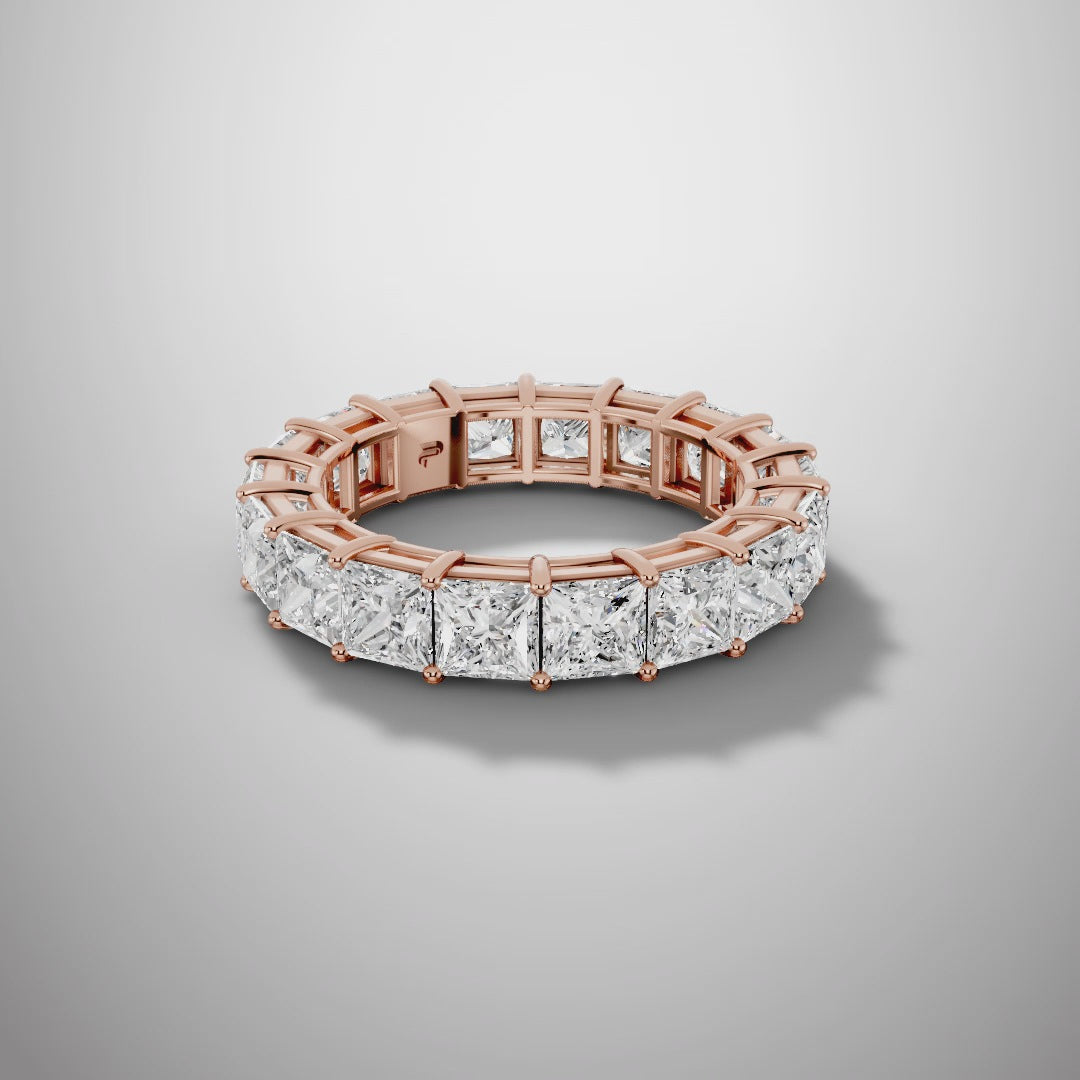 925 Silver Princess Cut Moissanite Eternity Ring – Diamond Look Full Band Luxury Wedding Ring