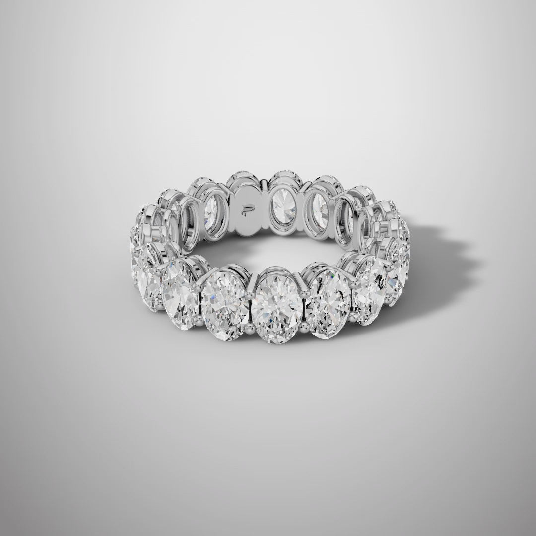 925 Silver Oval Cut Moissanite Eternity Ring – Diamond Look Full Band Luxury Wedding Ring