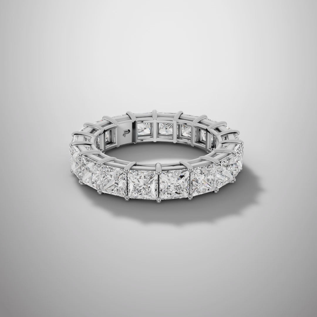925 Silver Princess Cut Moissanite Eternity Ring – Diamond Look Full Band Luxury Wedding Ring