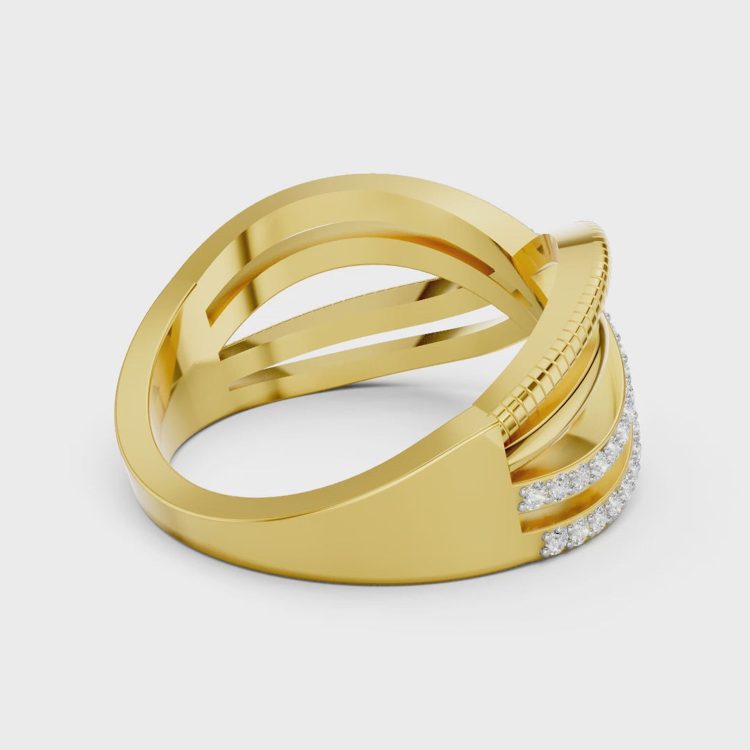 925 Sterling Silver Moissanite Crossover Ring – Modern Twist Design for Women