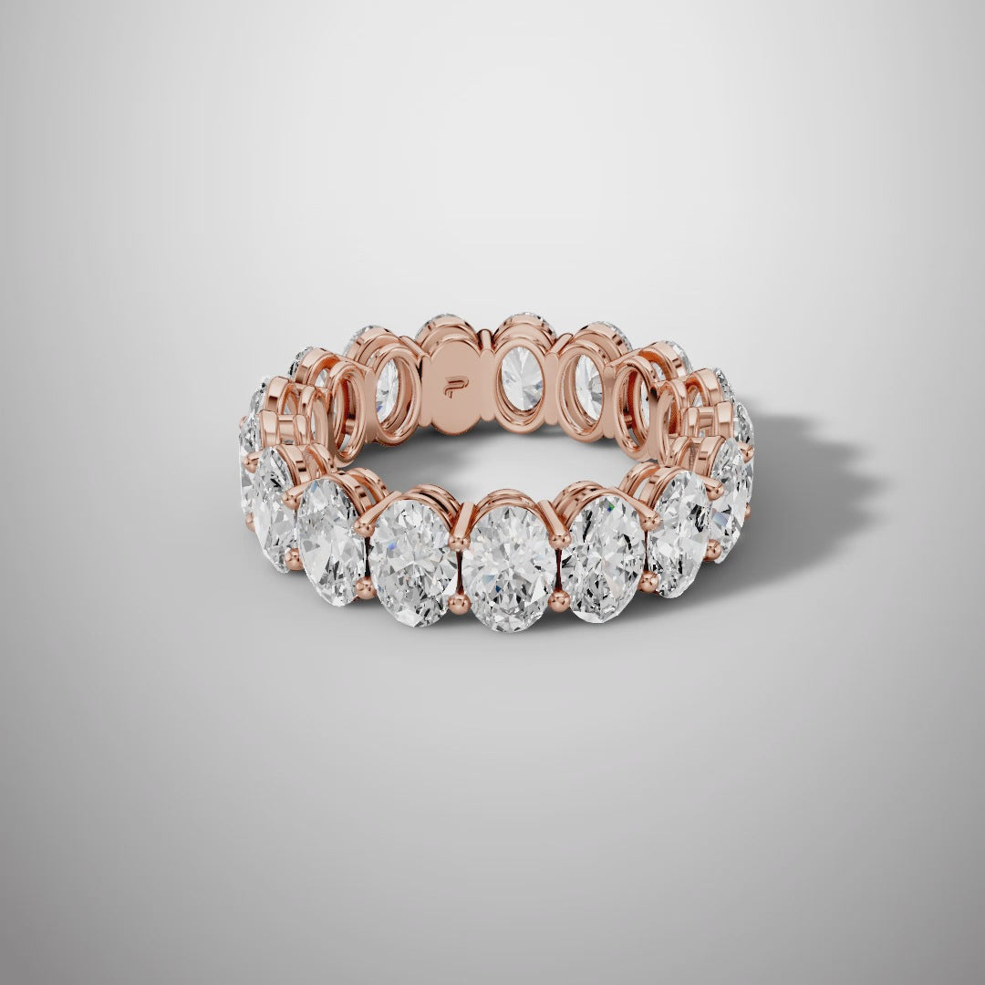 925 Silver Oval Cut Moissanite Eternity Ring – Diamond Look Full Band Luxury Wedding Ring