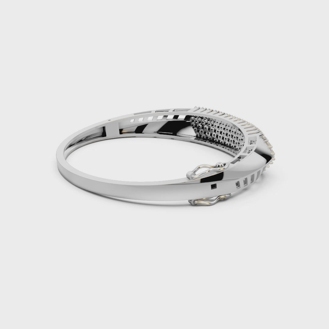 The Luxe Pavé Moissanite Bangle in 925 Sterling Silver – Timeless Diamond Radiance