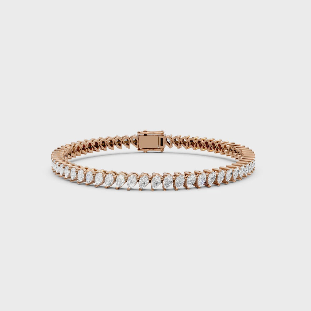 925 Silver Moissanite Tennis Bracelet – Elegant Pear Cut Design | Luxury Sparkle by Pavia Jewels