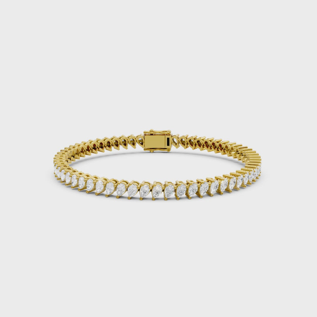 925 Silver Moissanite Tennis Bracelet – Elegant Pear Cut Design | Luxury Sparkle by Pavia Jewels