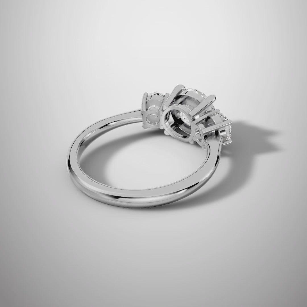 Three-Stone Round Moissanite Engagement Ring in 925 Sterling Silver