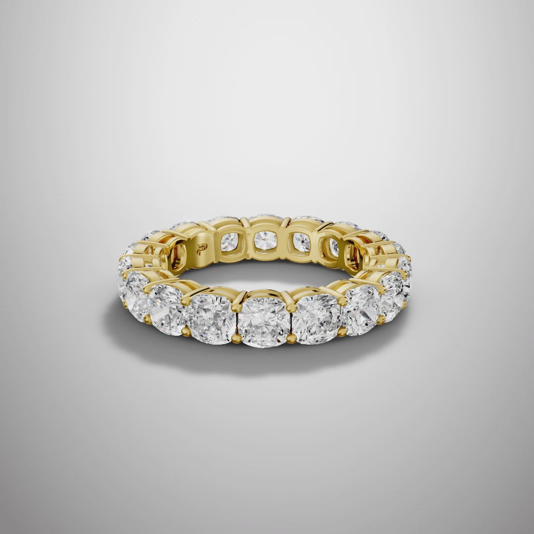 925 Silver Cushion Cut Moissanite Eternity Ring – Diamond Look Full Band Luxury Wedding Ring