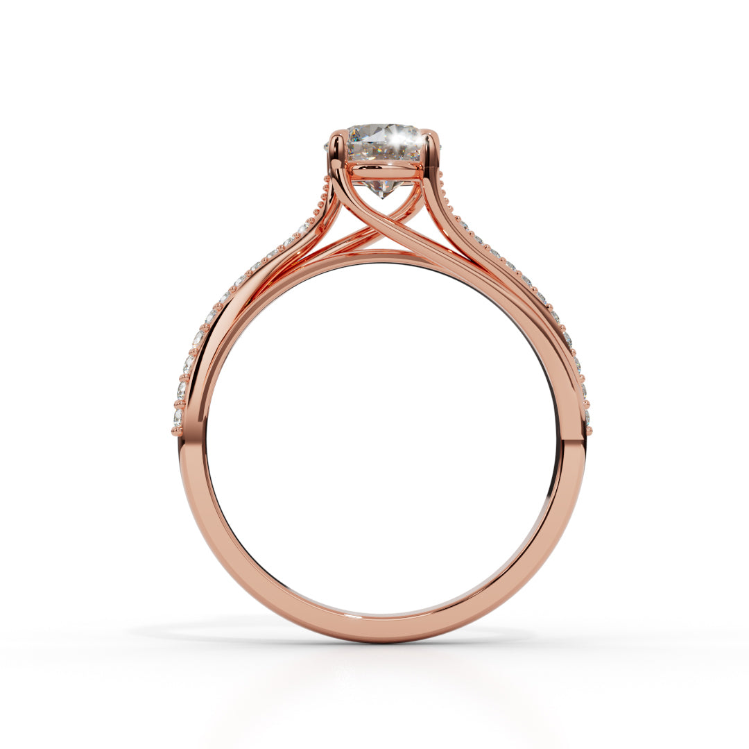 White Gold Pave Diamond Solitaire Ring