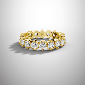 silver bezel set round moissanite eternity ring full band wedding ring modern luxury sparkle