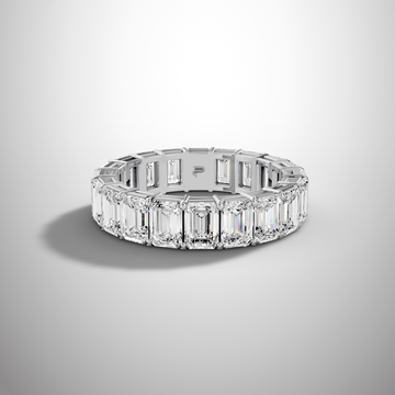 silver emerald cut moissanite eternity ring full band wedding ring luxury sparkle