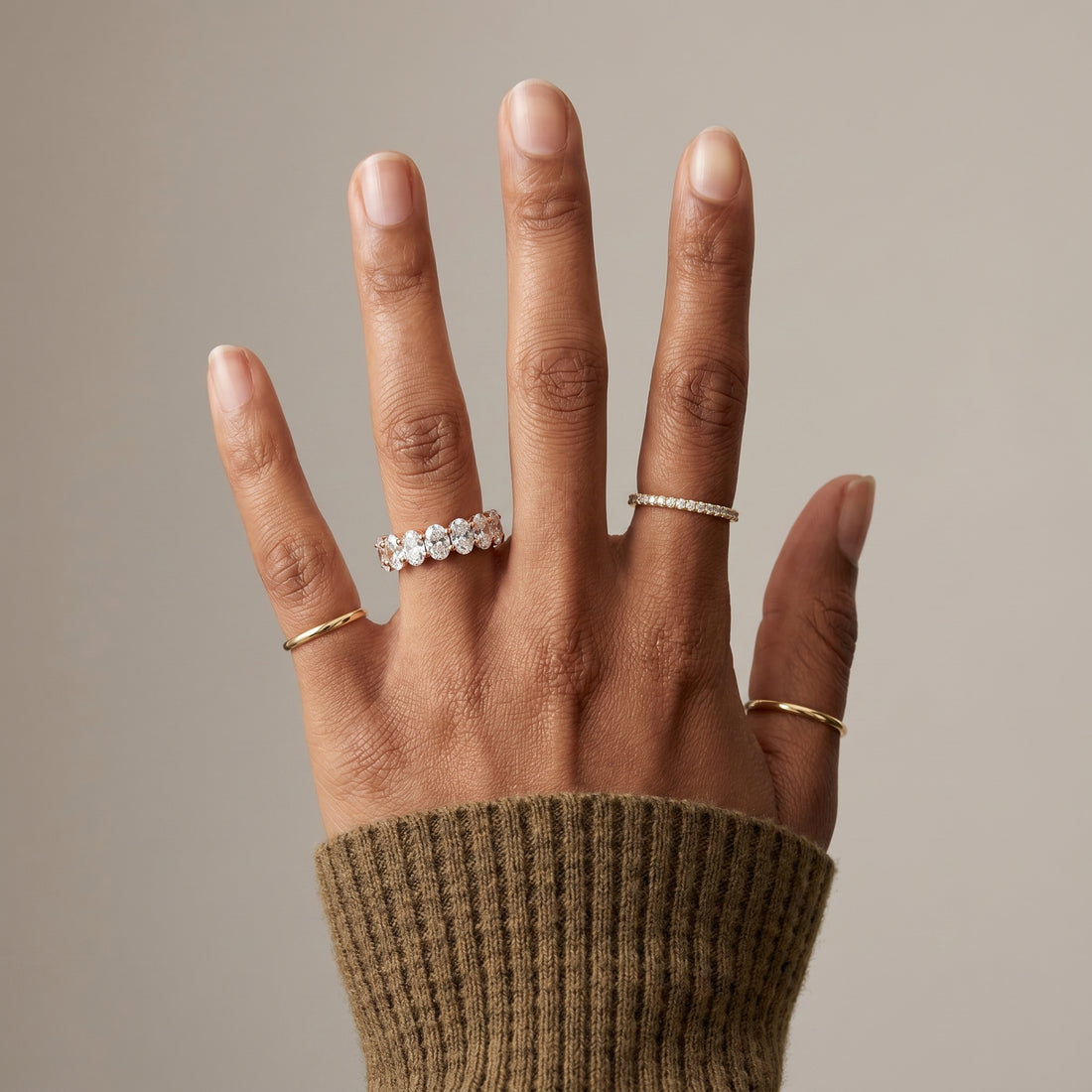 silver oval moissanite eternity ring full band wedding ring brilliant luxury sparkle