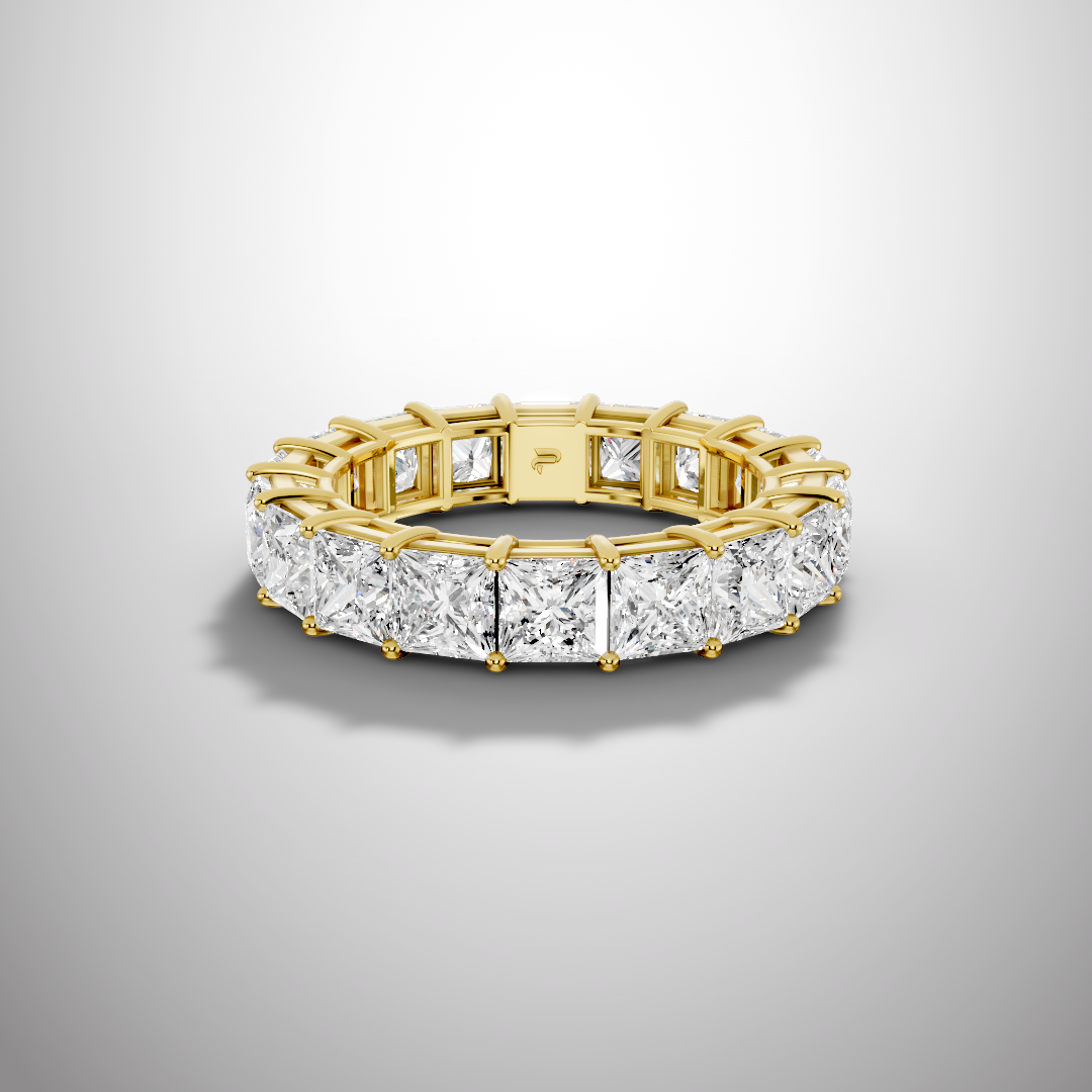 silver princess cut moissanite eternity ring full band wedding ring luxury sparkle