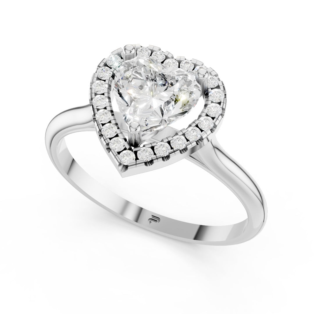 Heart Cut Moissanite Halo Ring