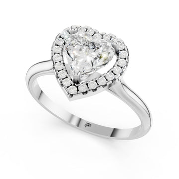 Heart Cut Moissanite Halo Ring