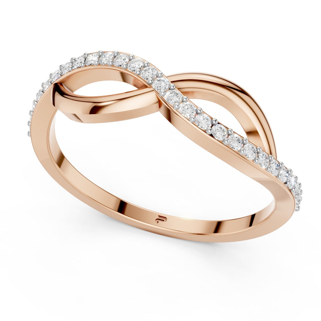 Pave Moissanite Infinity Knot Ring - Sterling Silver Eternity Band