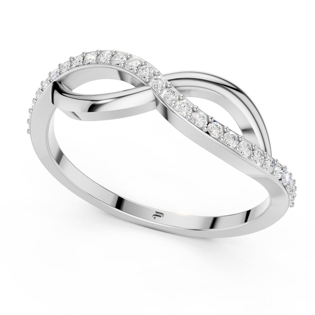Pave Moissanite Infinity Knot Ring - Sterling Silver Eternity Band