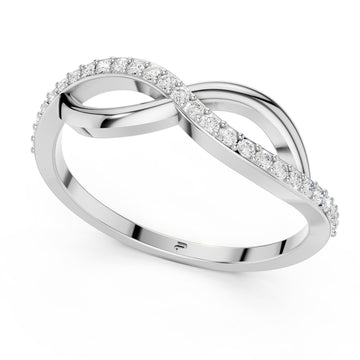 Pave Moissanite Infinity Knot Ring - Sterling Silver Eternity Band