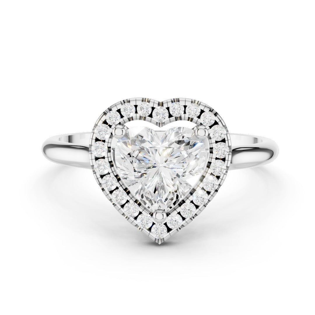 Heart Cut Moissanite Halo Ring