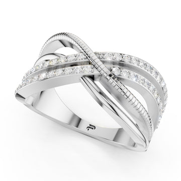 925 Sterling Silver Moissanite Crossover Ring – Modern Twist Design for Women