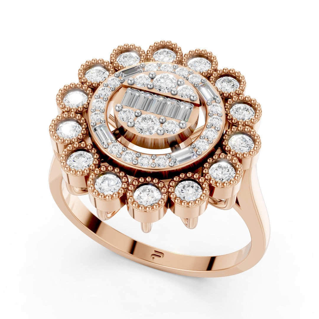 Luxury Moissanite Cluster Ring | Premium Sterling Silver 925 Baguette & Halo Design