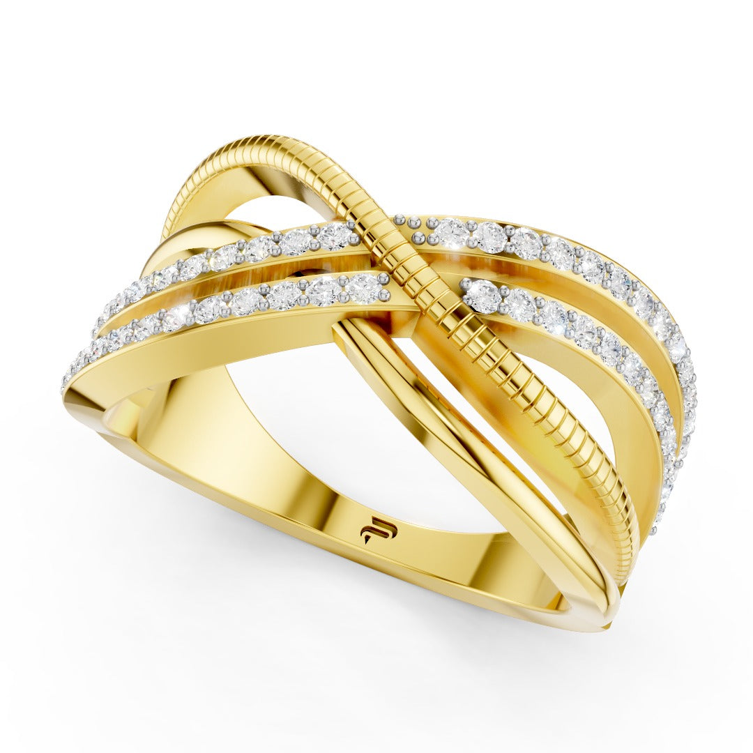 925 Sterling Silver Moissanite Crossover Ring – Modern Twist Design for Women