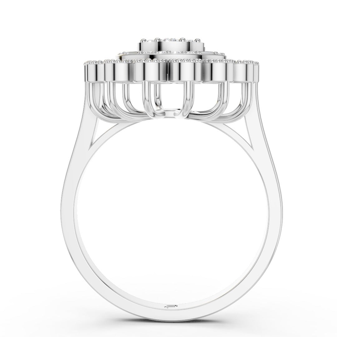 Luxury Moissanite Cluster Ring | Premium Sterling Silver 925 Baguette & Halo Design