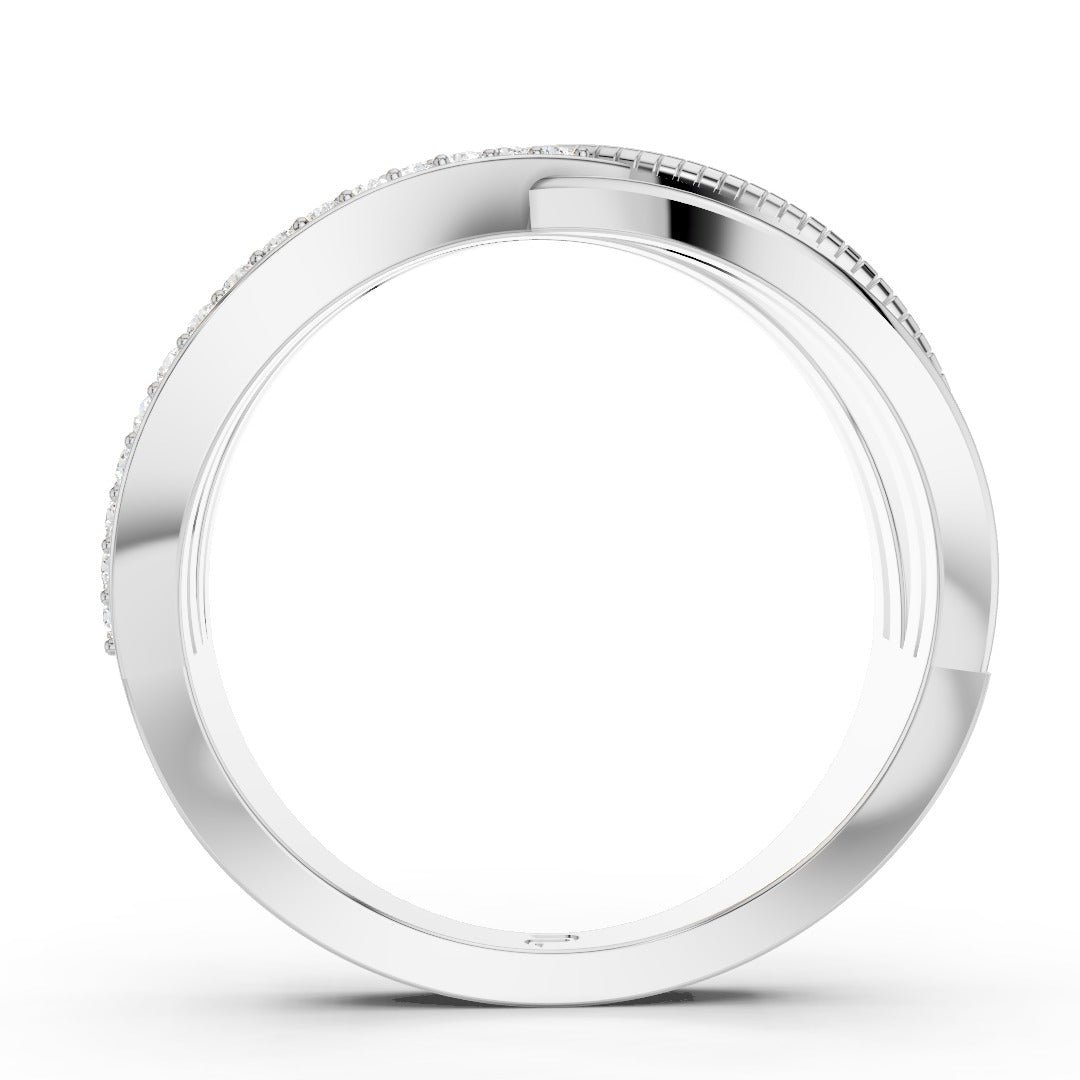 925 Sterling Silver Moissanite Crossover Ring – Modern Twist Design for Women