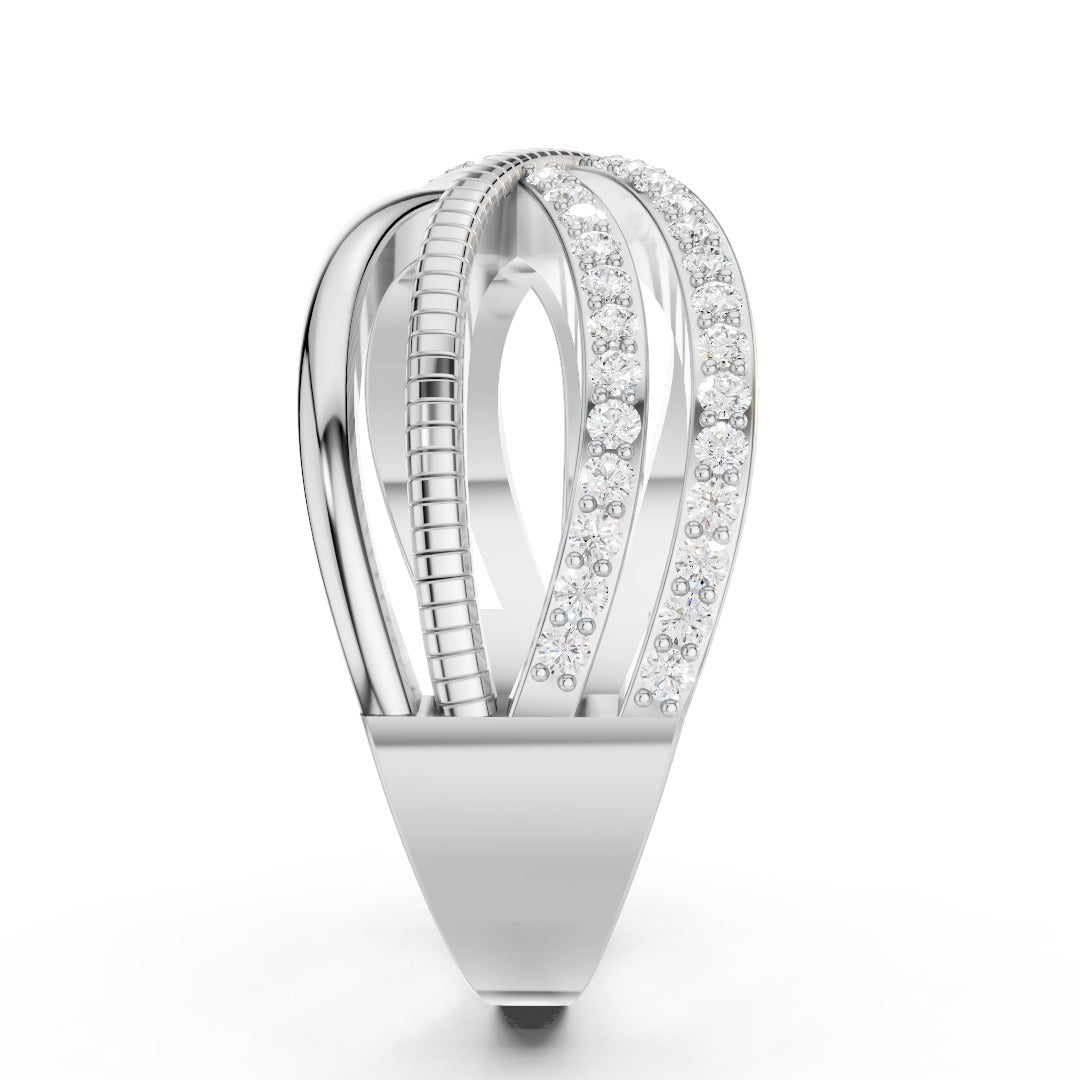 925 Sterling Silver Moissanite Crossover Ring – Modern Twist Design for Women