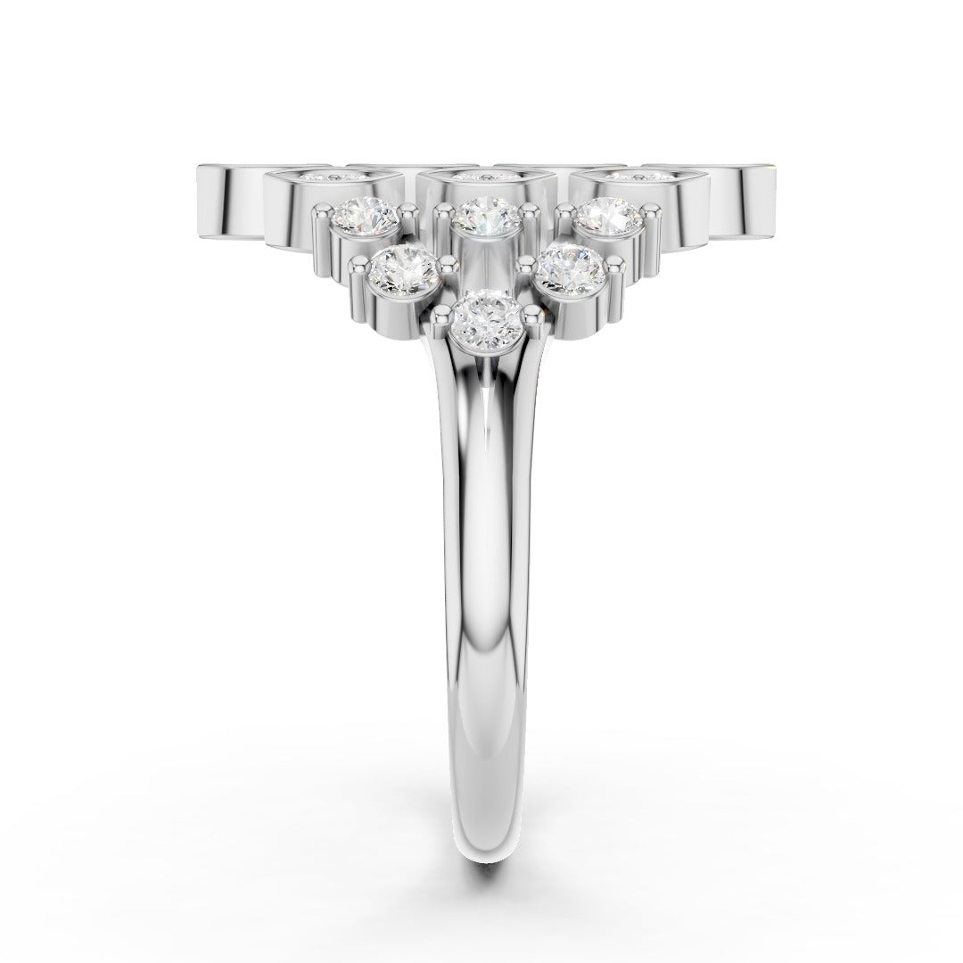 925 Sterling Silver Moissanite Cluster Ring – Elegant Leaf Design for Women