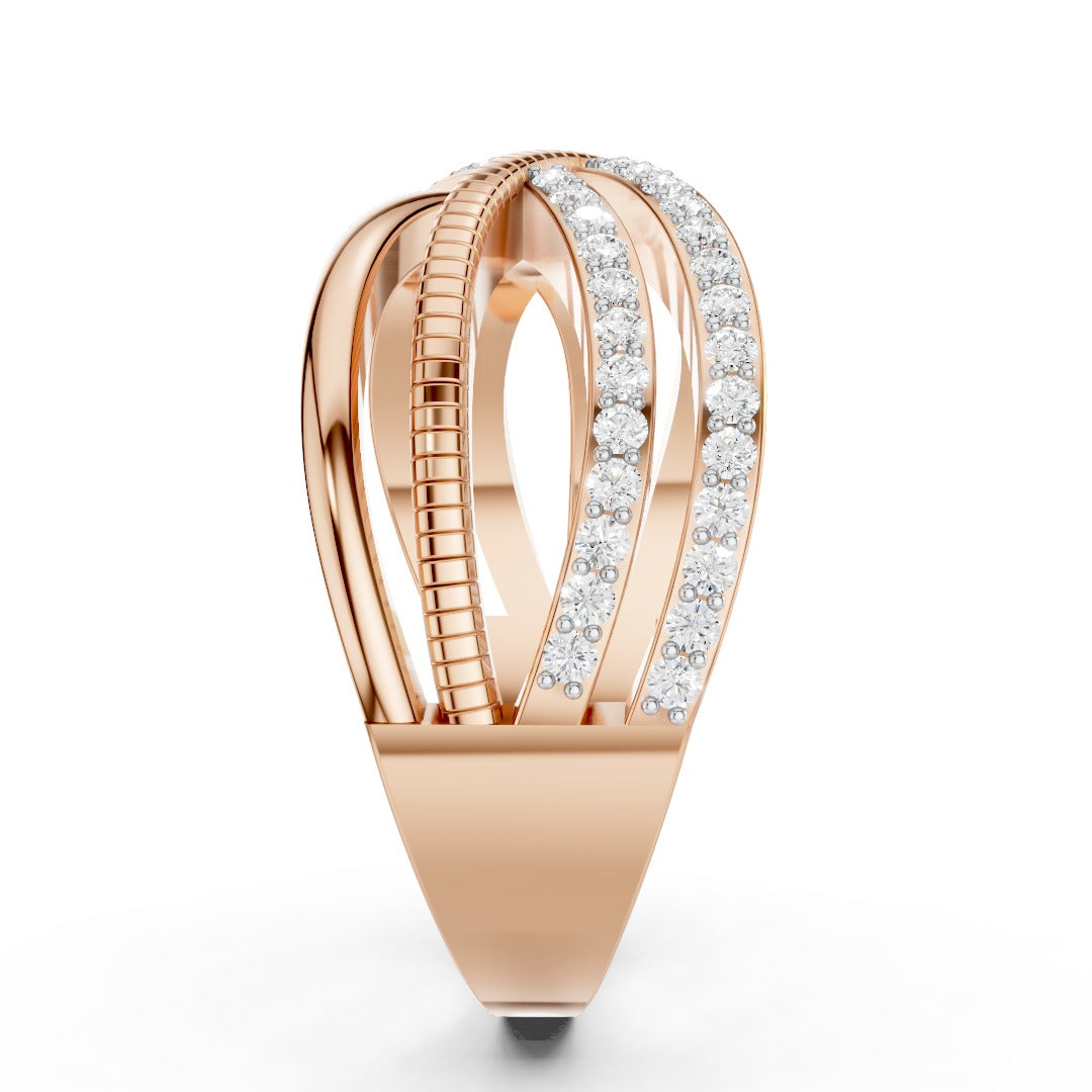 925 Sterling Silver Moissanite Crossover Ring – Modern Twist Design for Women