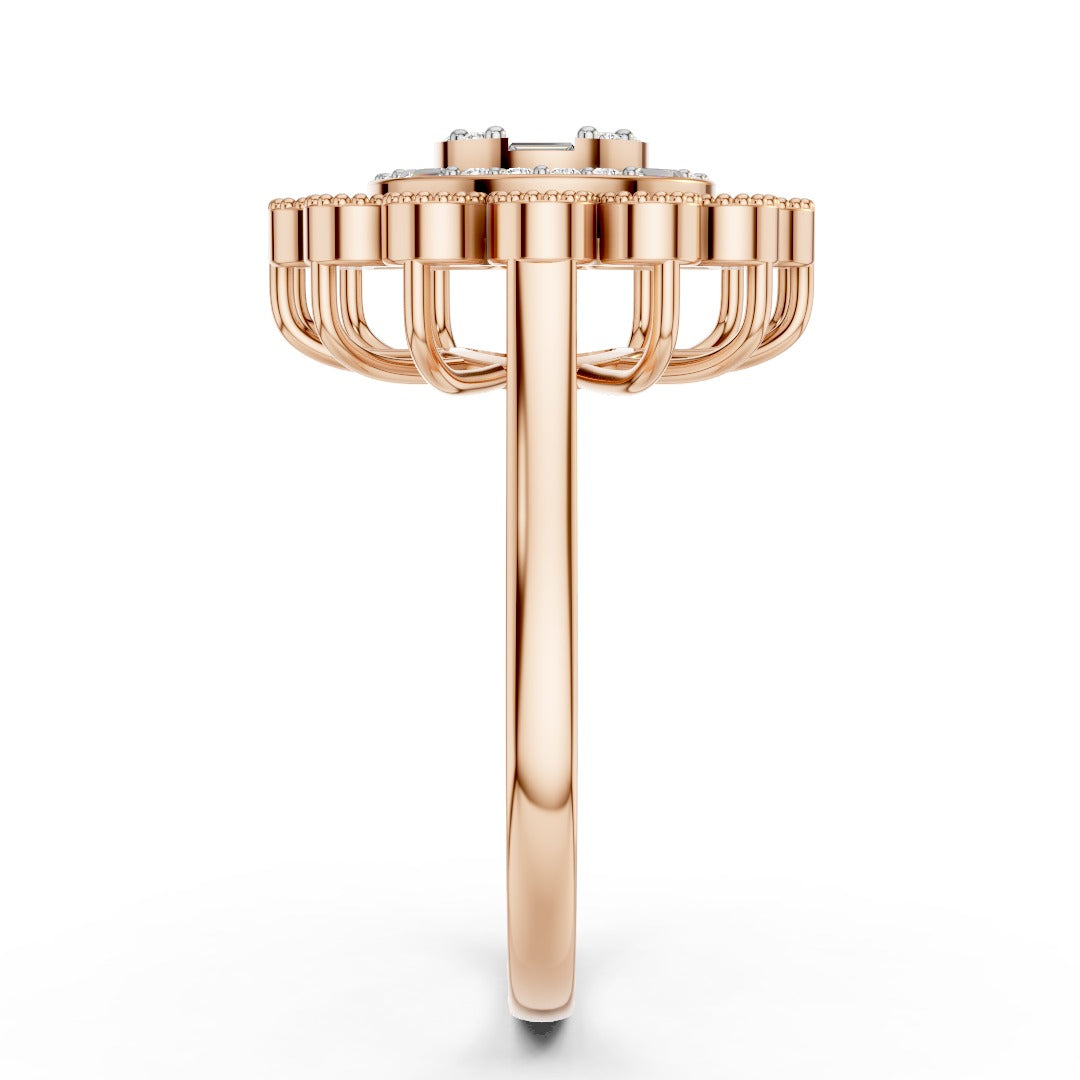 Luxury Moissanite Cluster Ring | Premium Sterling Silver 925 Baguette & Halo Design