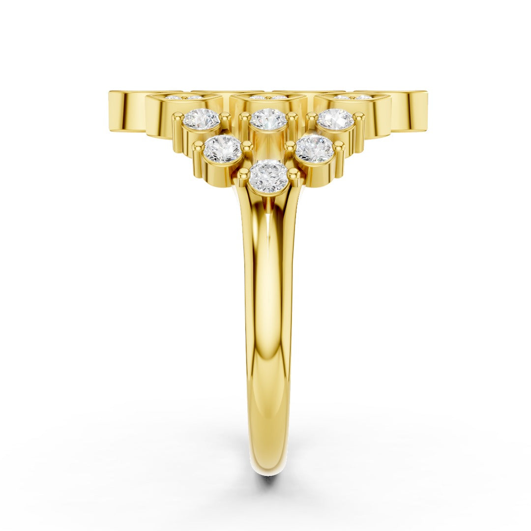 925 Sterling Silver Moissanite Cluster Ring – Elegant Leaf Design for Women