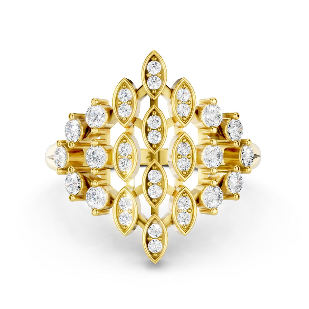 925 Sterling Silver Moissanite Cluster Ring – Elegant Leaf Design for Women