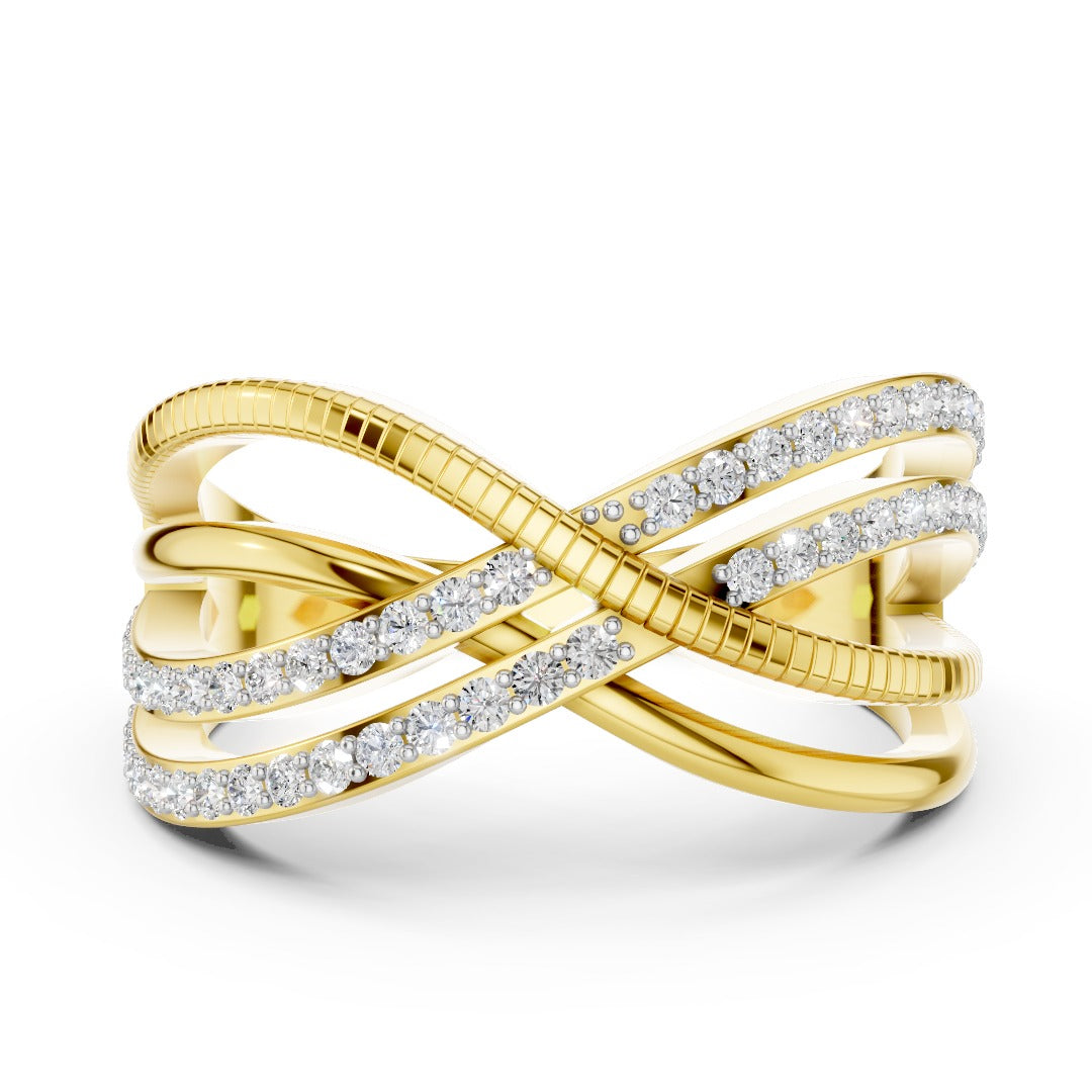 925 Sterling Silver Moissanite Crossover Ring – Modern Twist Design for Women