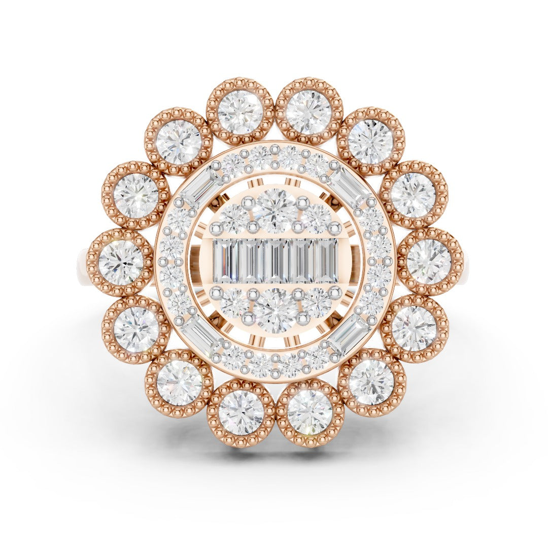 Luxury Moissanite Cluster Ring | Premium Sterling Silver 925 Baguette & Halo Design