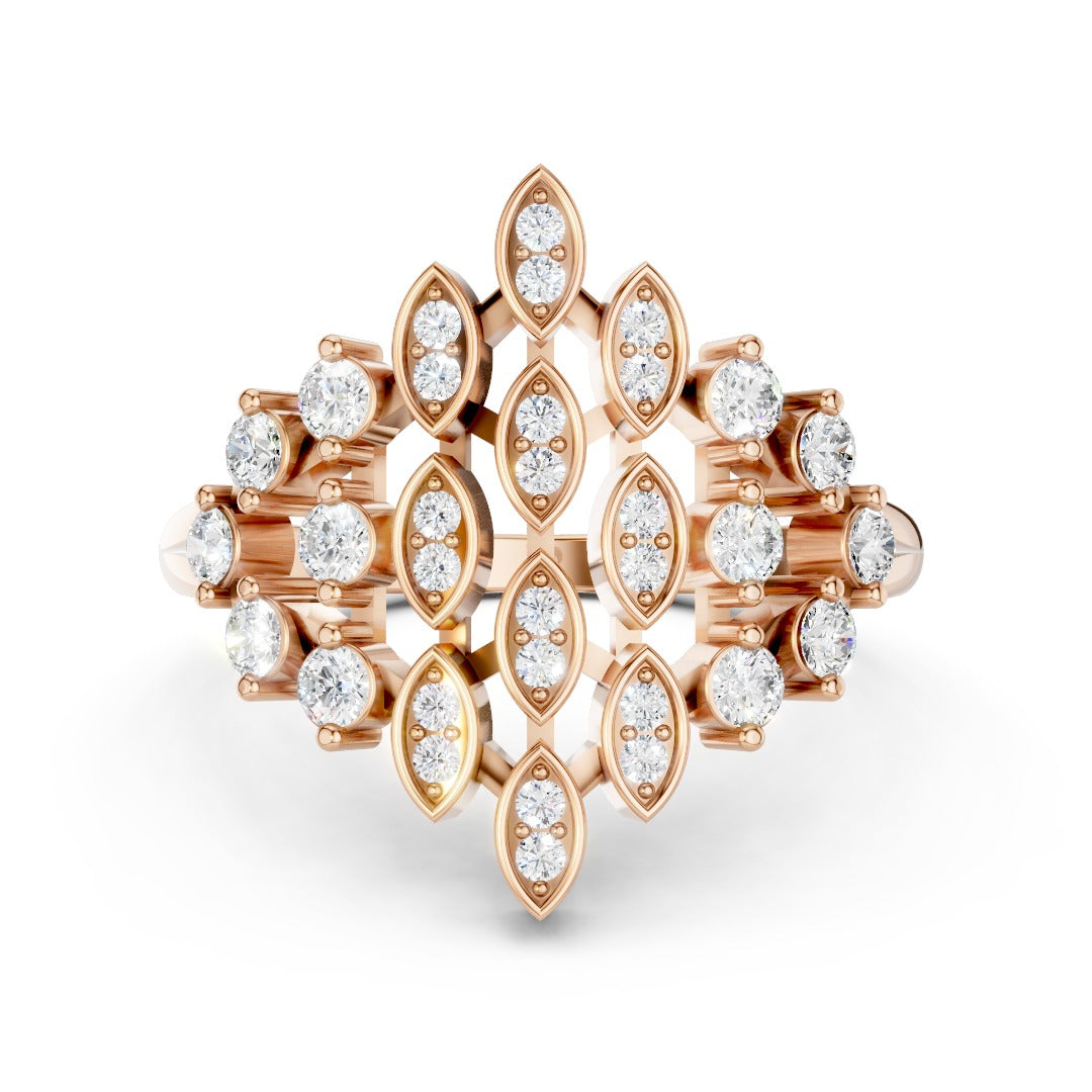 925 Sterling Silver Moissanite Cluster Ring – Elegant Leaf Design for Women