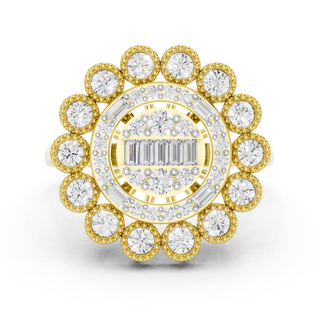 Luxury Moissanite Cluster Ring | Premium Sterling Silver 925 Baguette & Halo Design