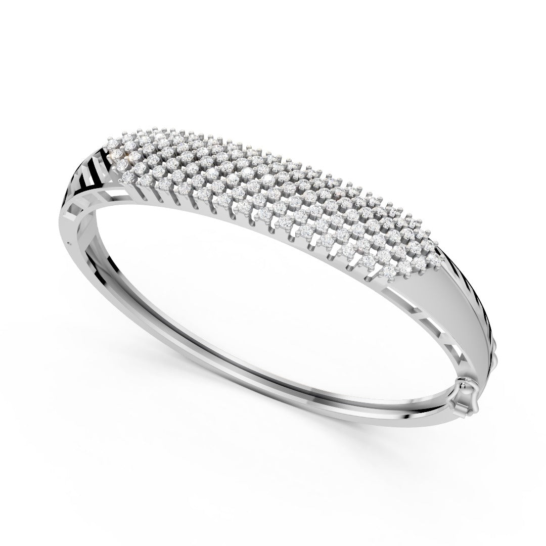 The Luxe Pavé Moissanite Bangle in 925 Sterling Silver – Timeless Diamond Radiance