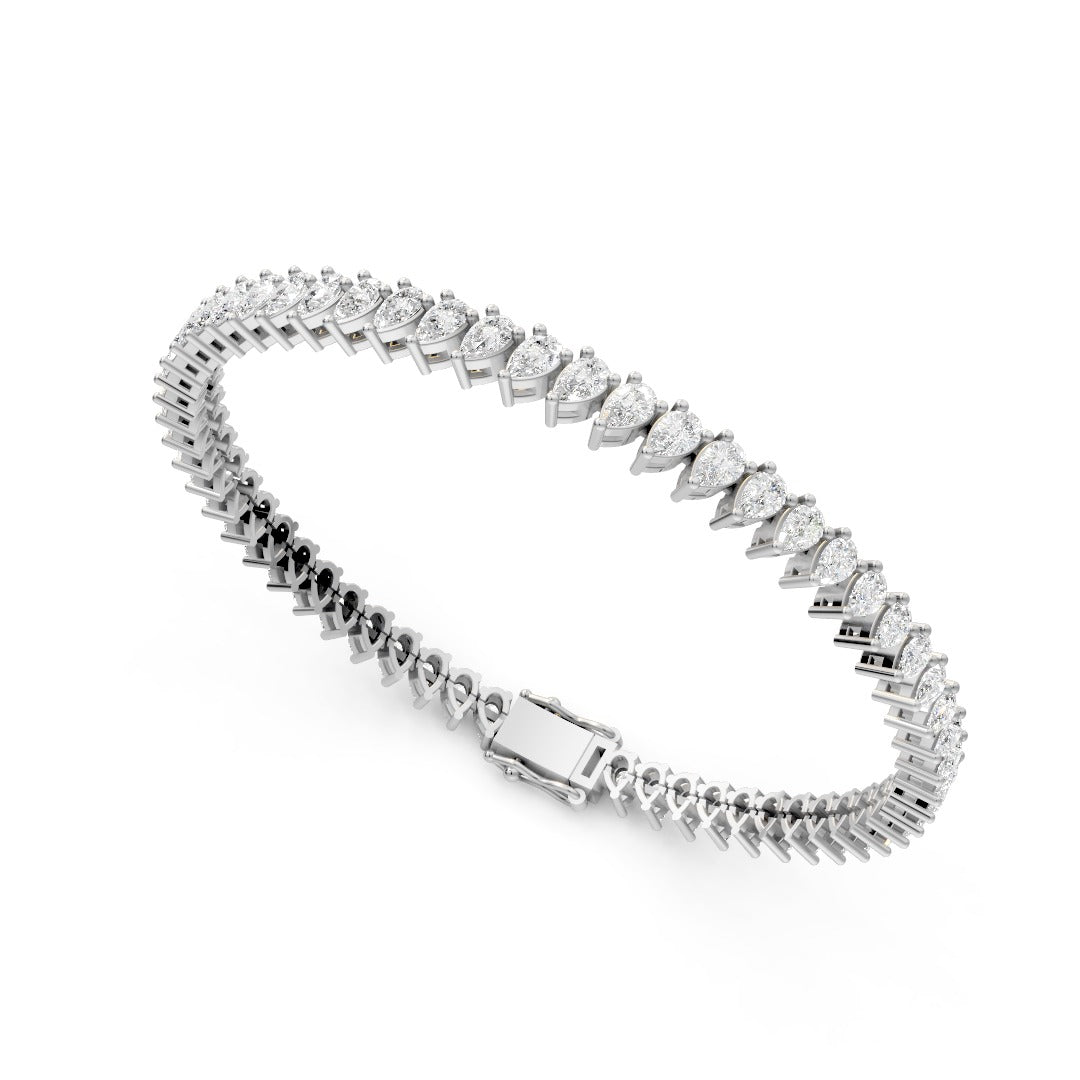 925 Silver Moissanite Tennis Bracelet – Elegant Pear Cut Design | Luxury Sparkle by Pavia Jewels