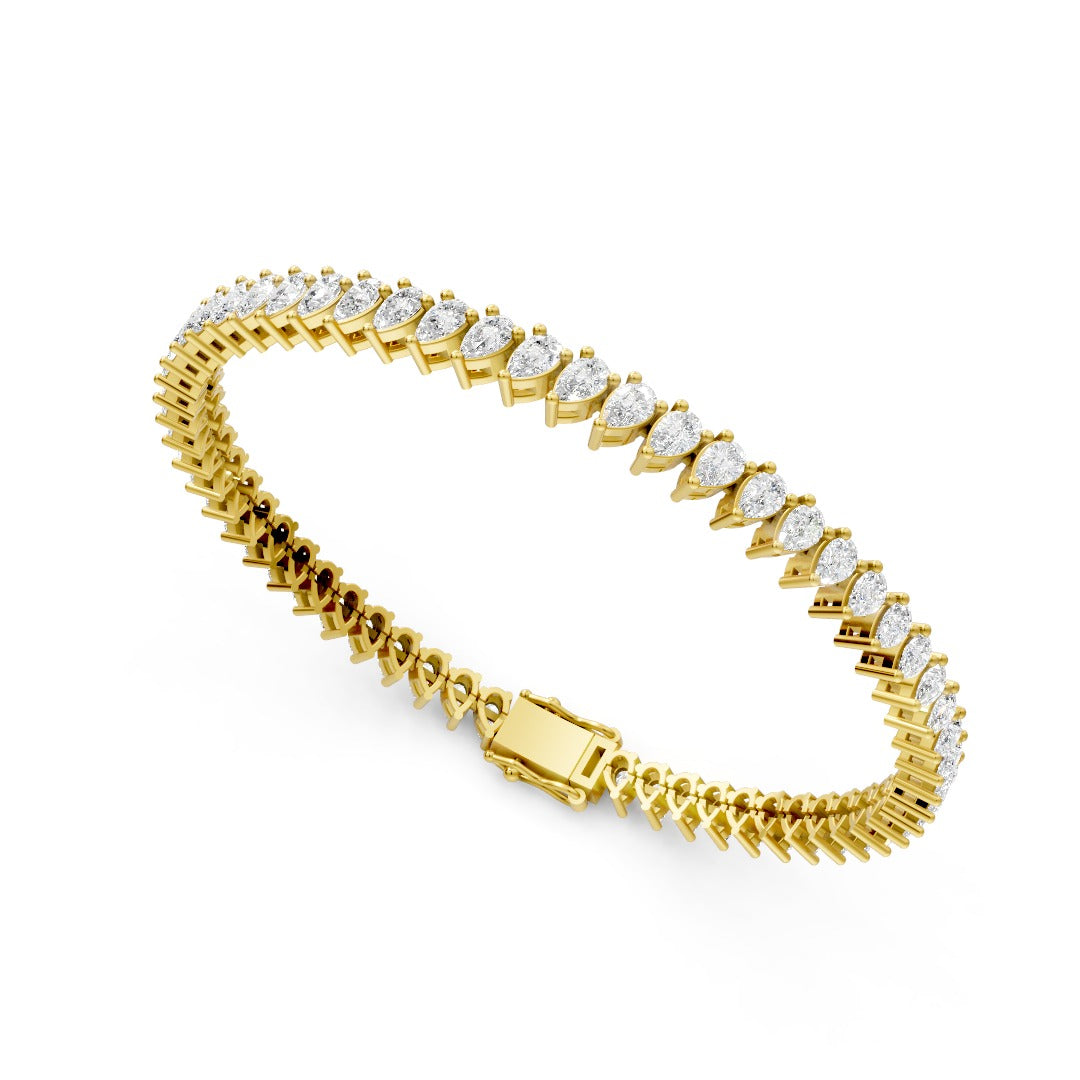 925 Silver Moissanite Tennis Bracelet – Elegant Pear Cut Design | Luxury Sparkle by Pavia Jewels