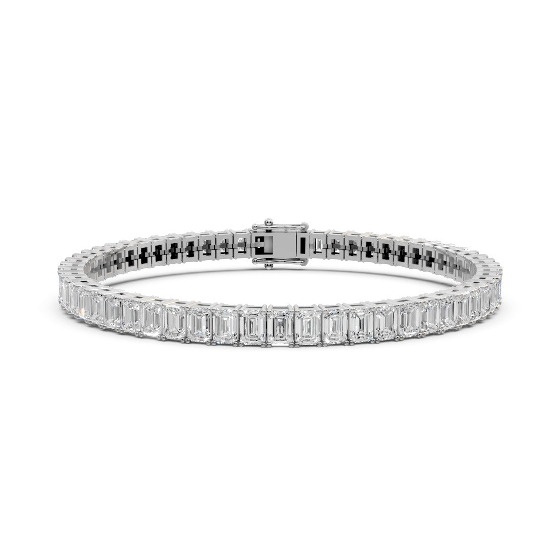 The Radiant Emerald Moissanite Tennis Bracelet in 925 Sterling Silver
