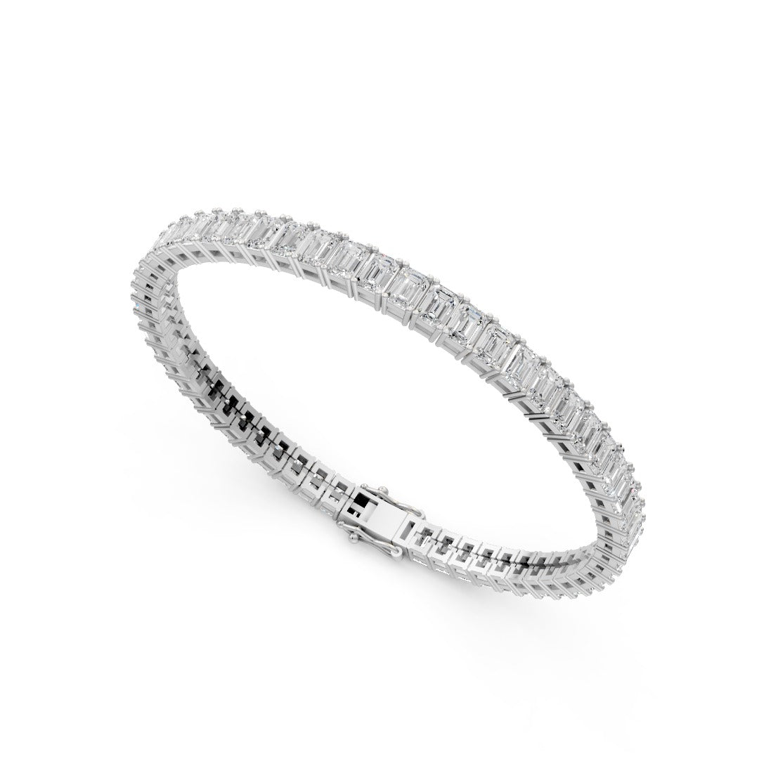 The Radiant Emerald Moissanite Tennis Bracelet in 925 Sterling Silver