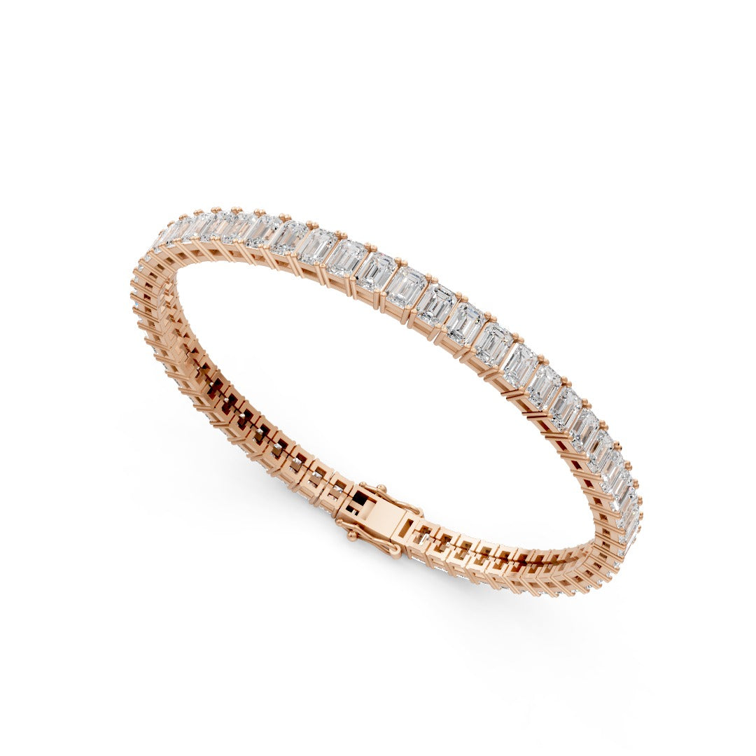 The Radiant Emerald Moissanite Tennis Bracelet in 925 Sterling Silver